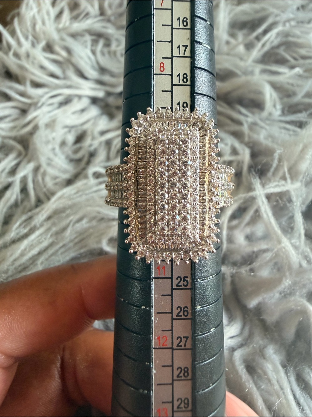 Diamonique x Lisa Mason Pave Rectangular Cocktail Ring with Clear Stones Size 10